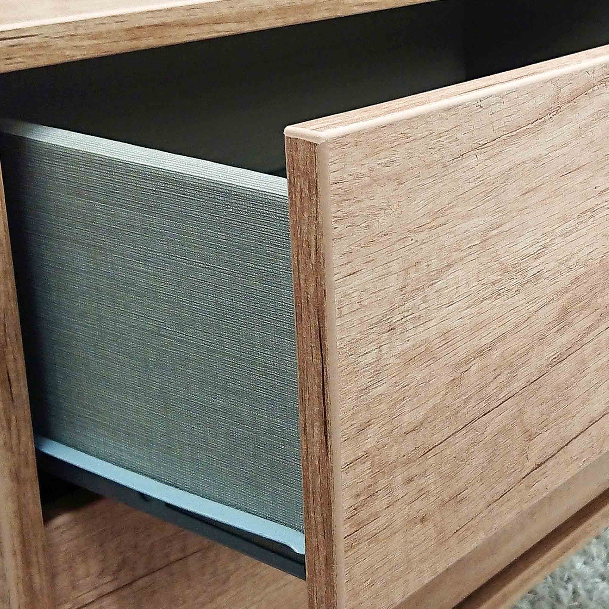 Asher Light Oak 2 Door 1 Drawer Wide TV Unit with Black Legs - Image 5