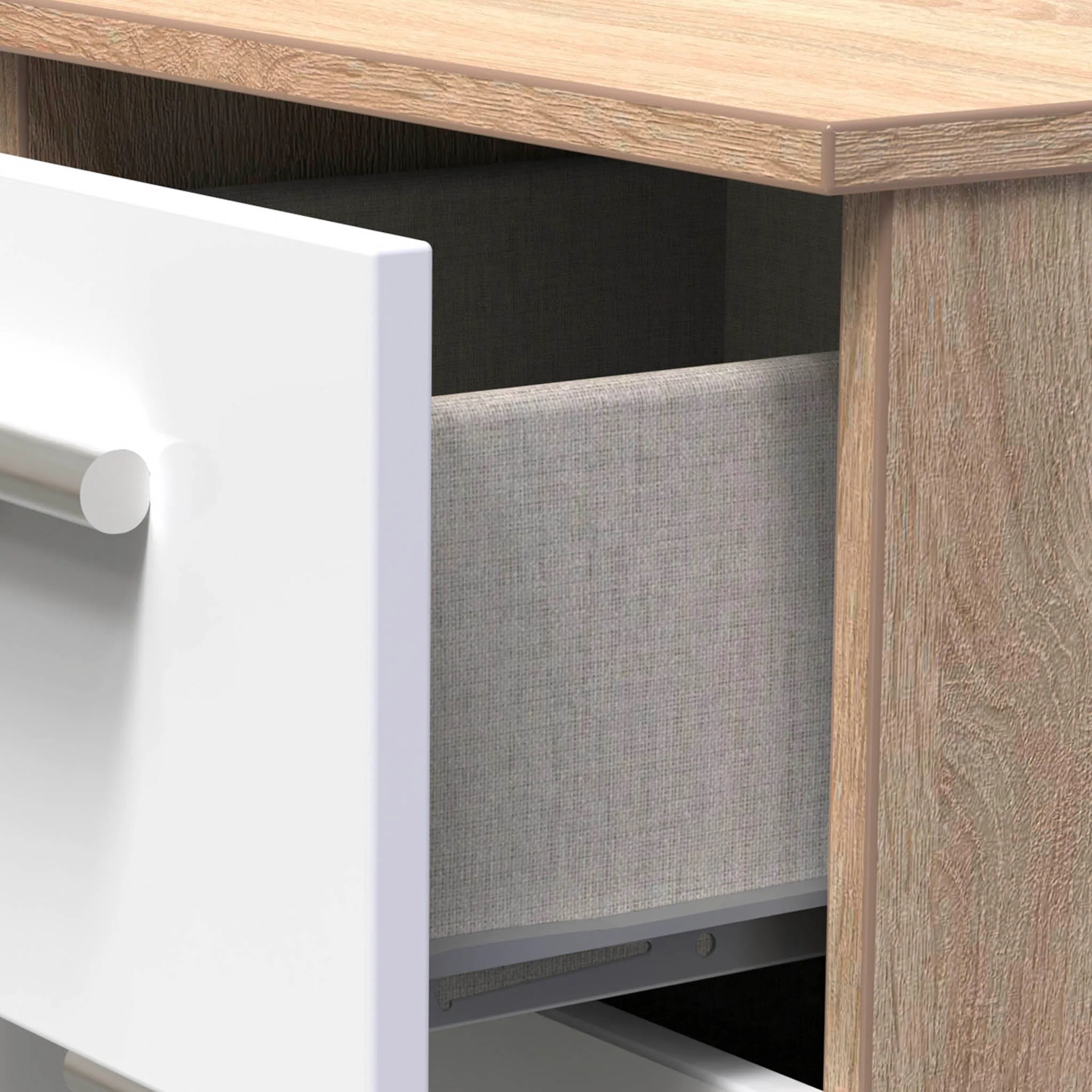 Blakely White & Light Oak 3 Drawer Deep Chest - Image 4