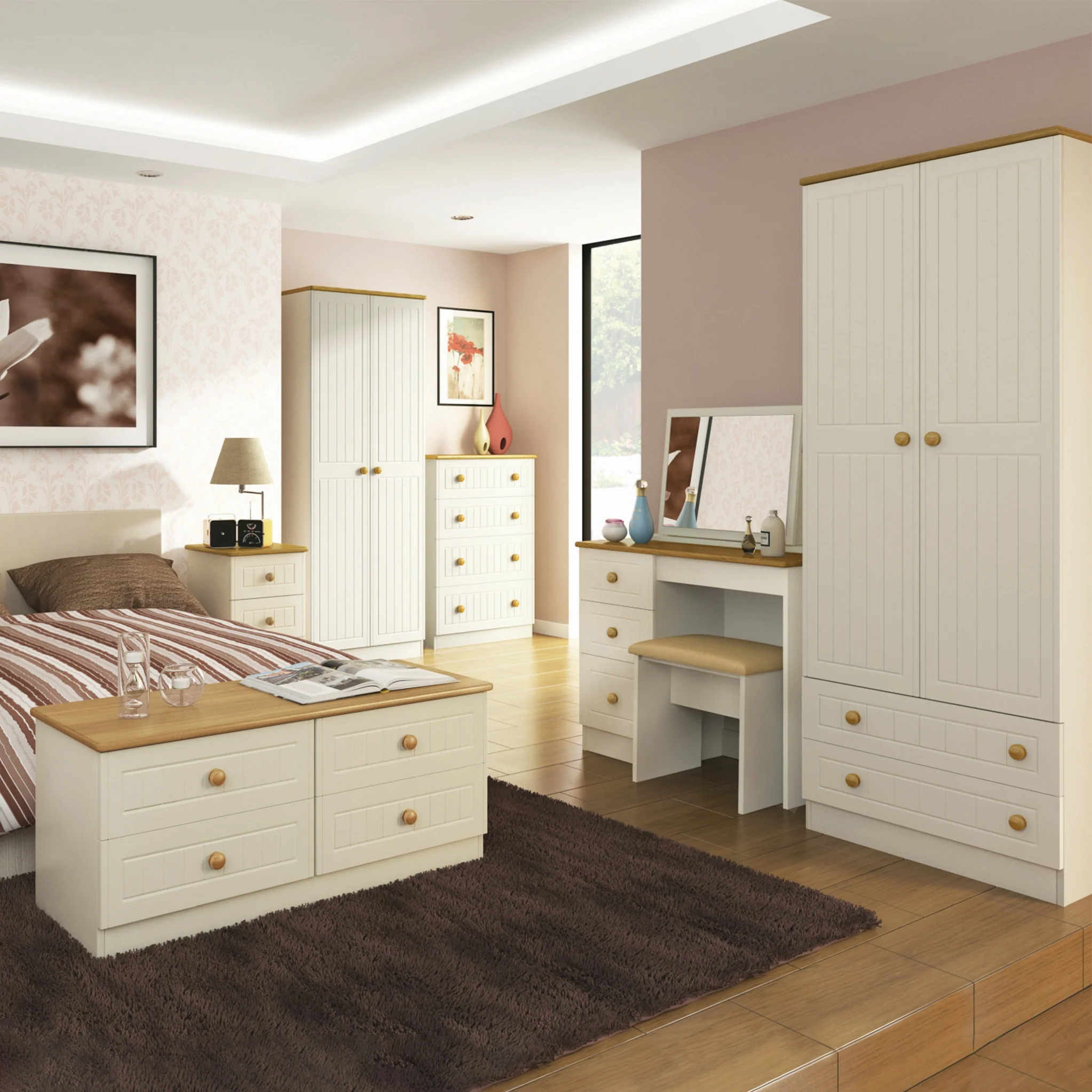 Brixham Cream 3 Drawer Bedside - Image 6