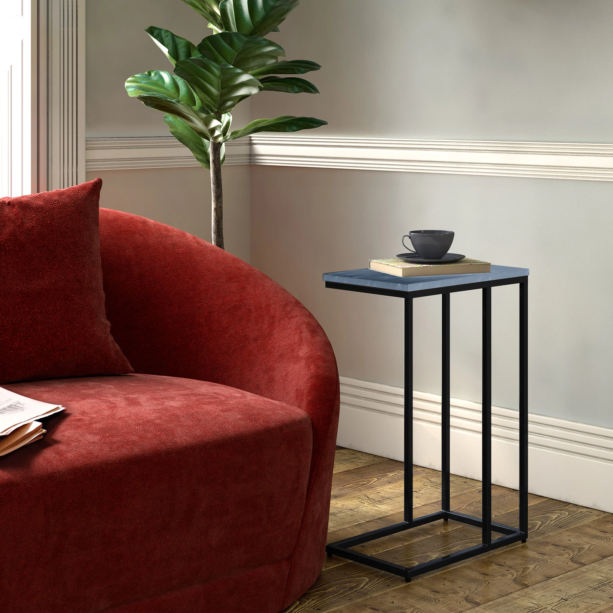 Elissa Marble Side Table with Black Leg - Image 2