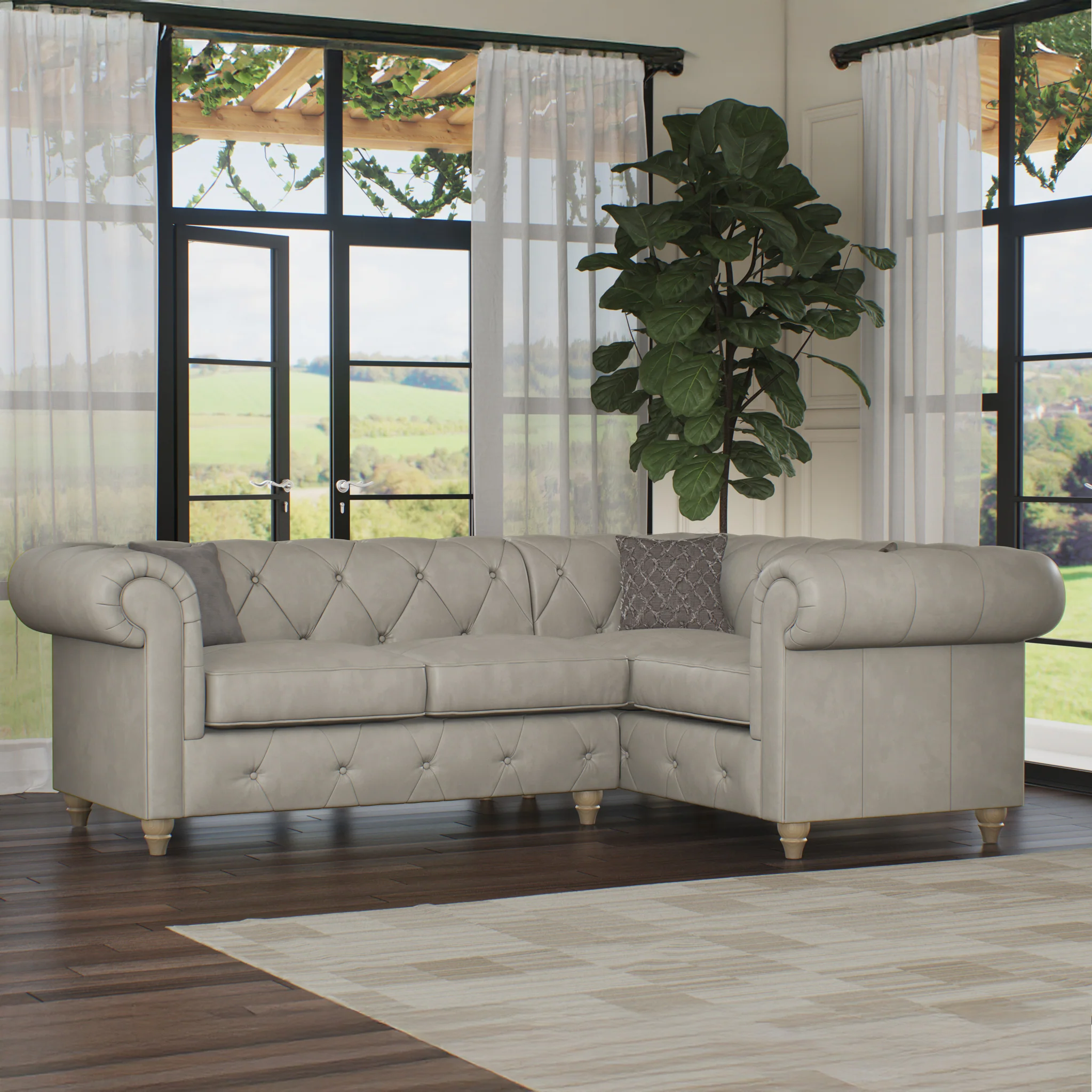 Everett Leather Corner Sofa - Image 99