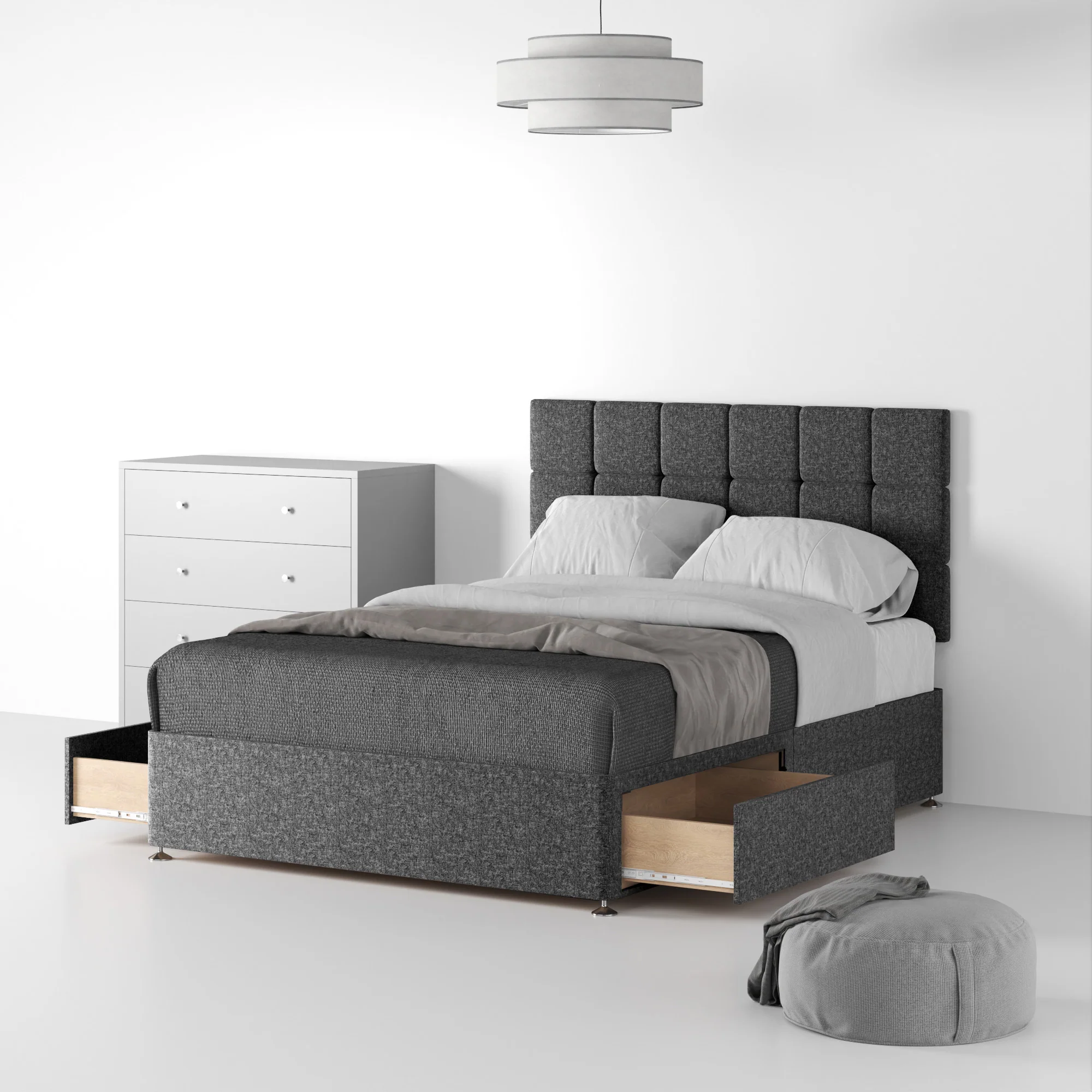 Farrow Cube Linen Divan Bed and Headboard - Image 11