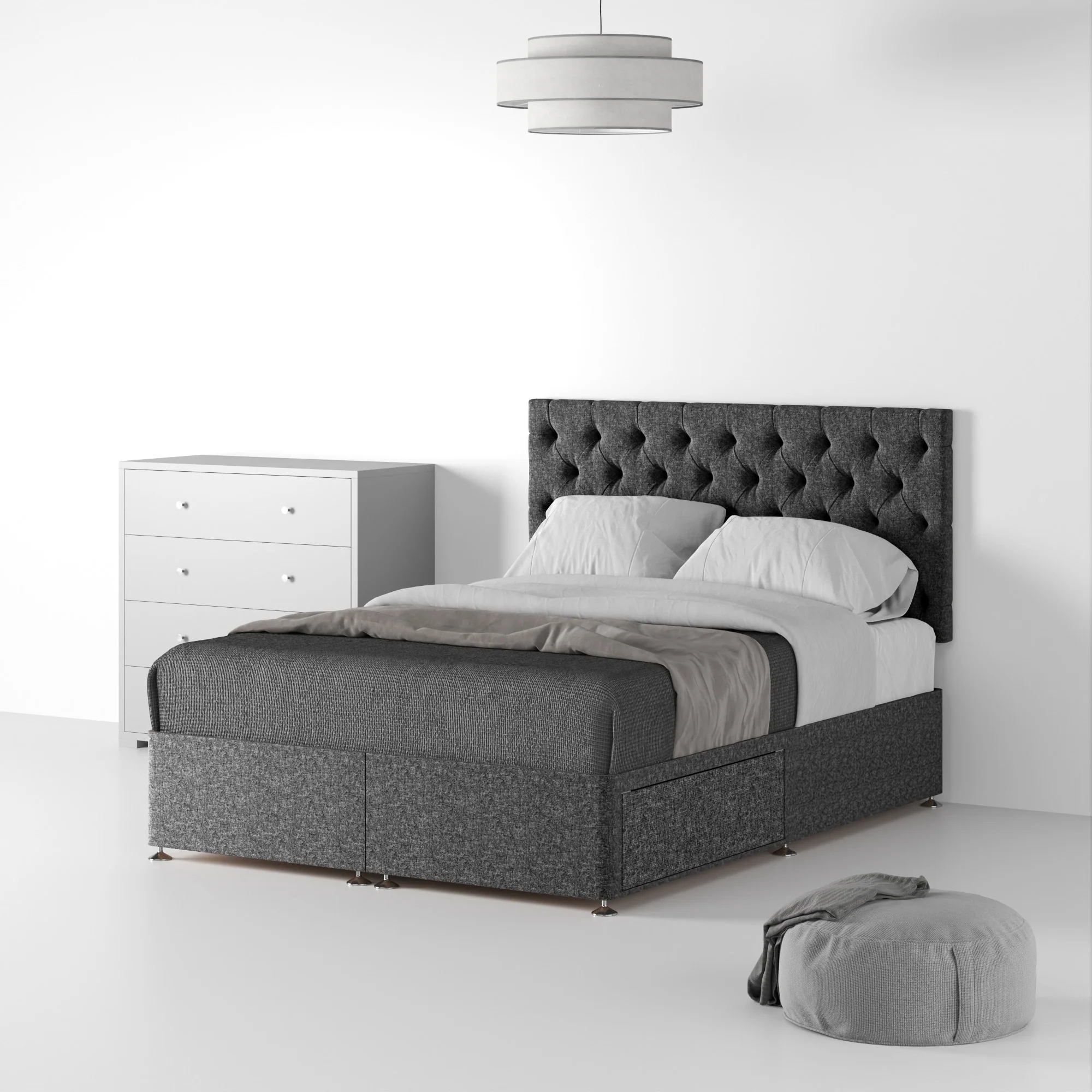 Farrow Diamond Linen Divan Bed and Headboard - Image 22