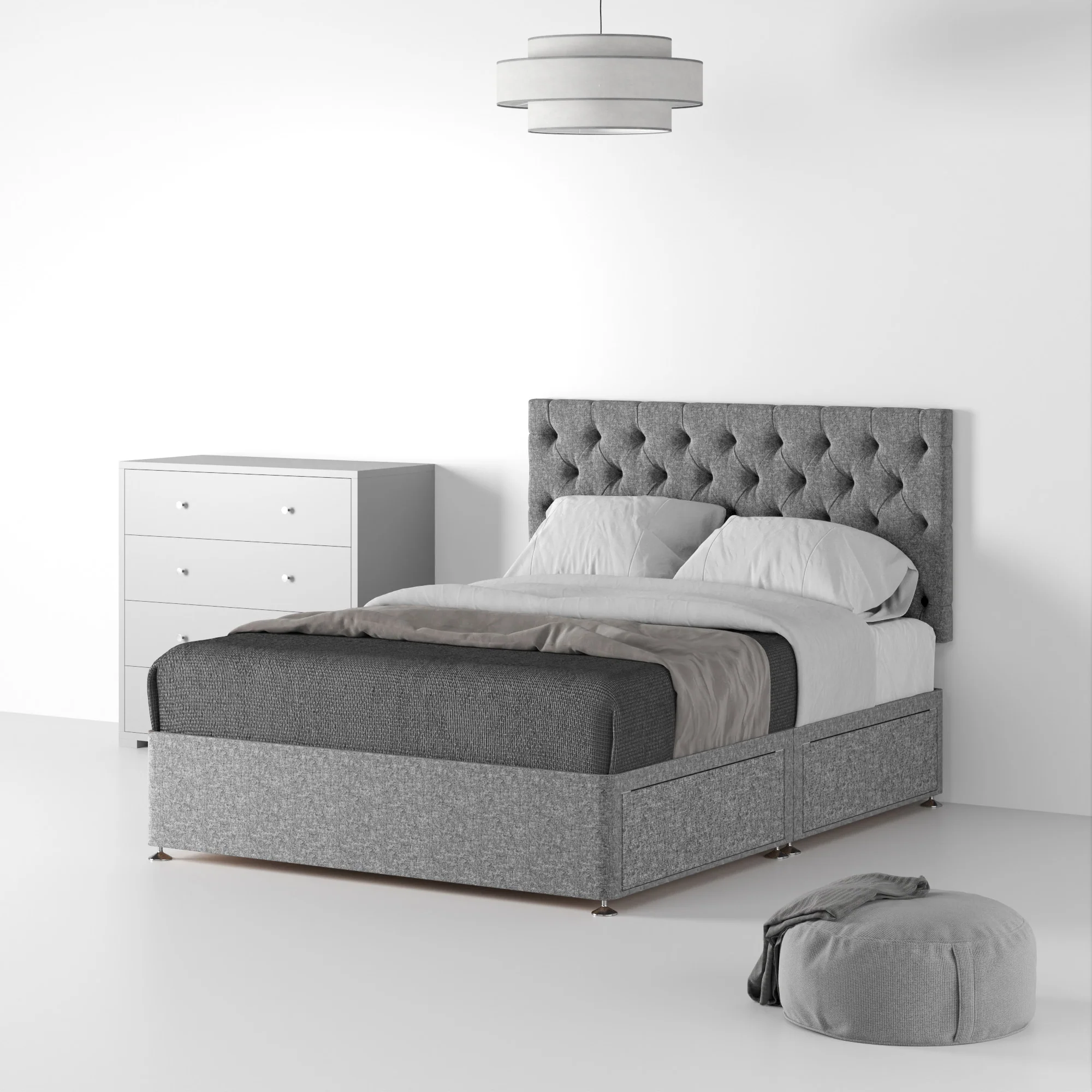 Farrow Diamond Linen Divan Bed and Headboard - Image 32