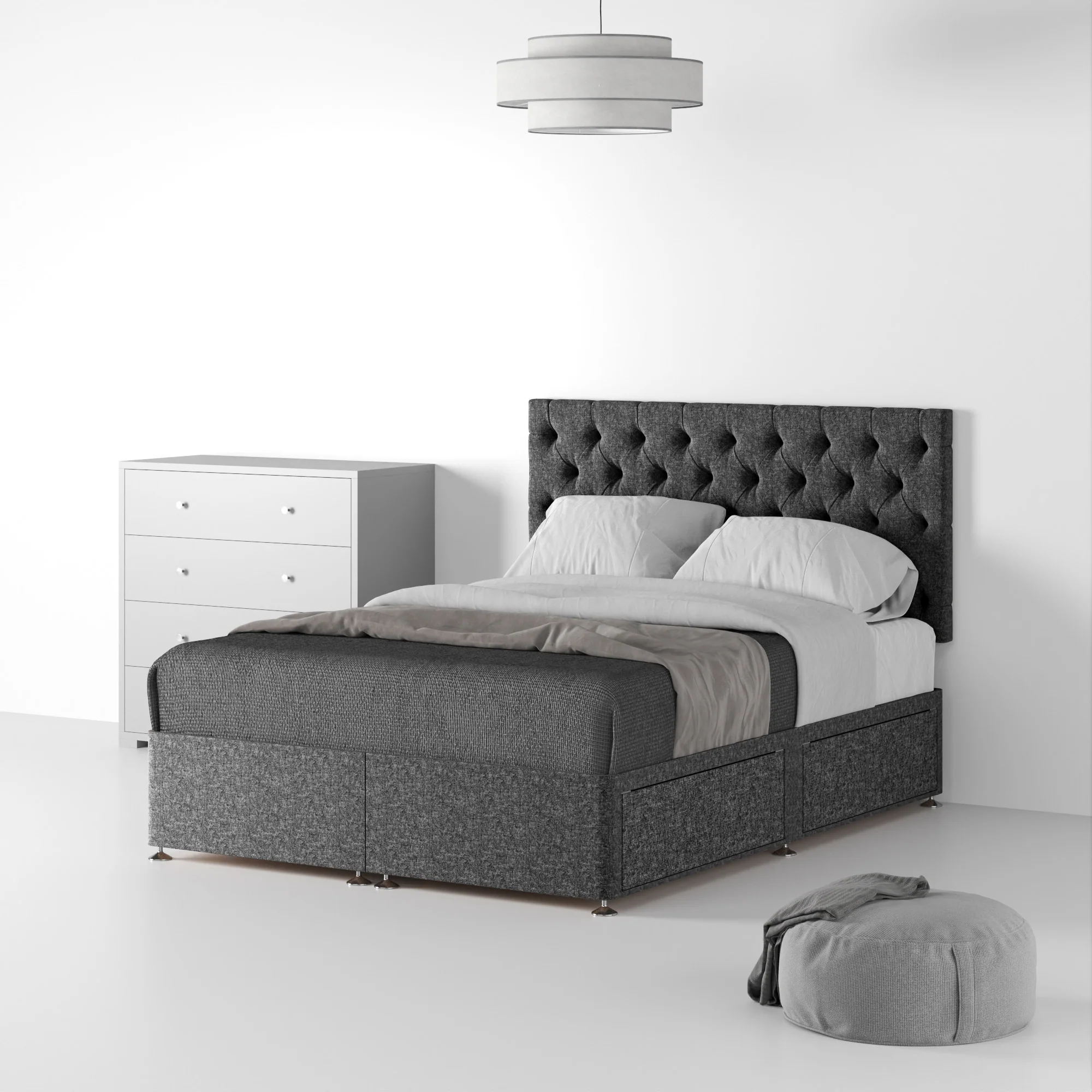 Farrow Diamond Linen Divan Bed and Headboard - Image 34