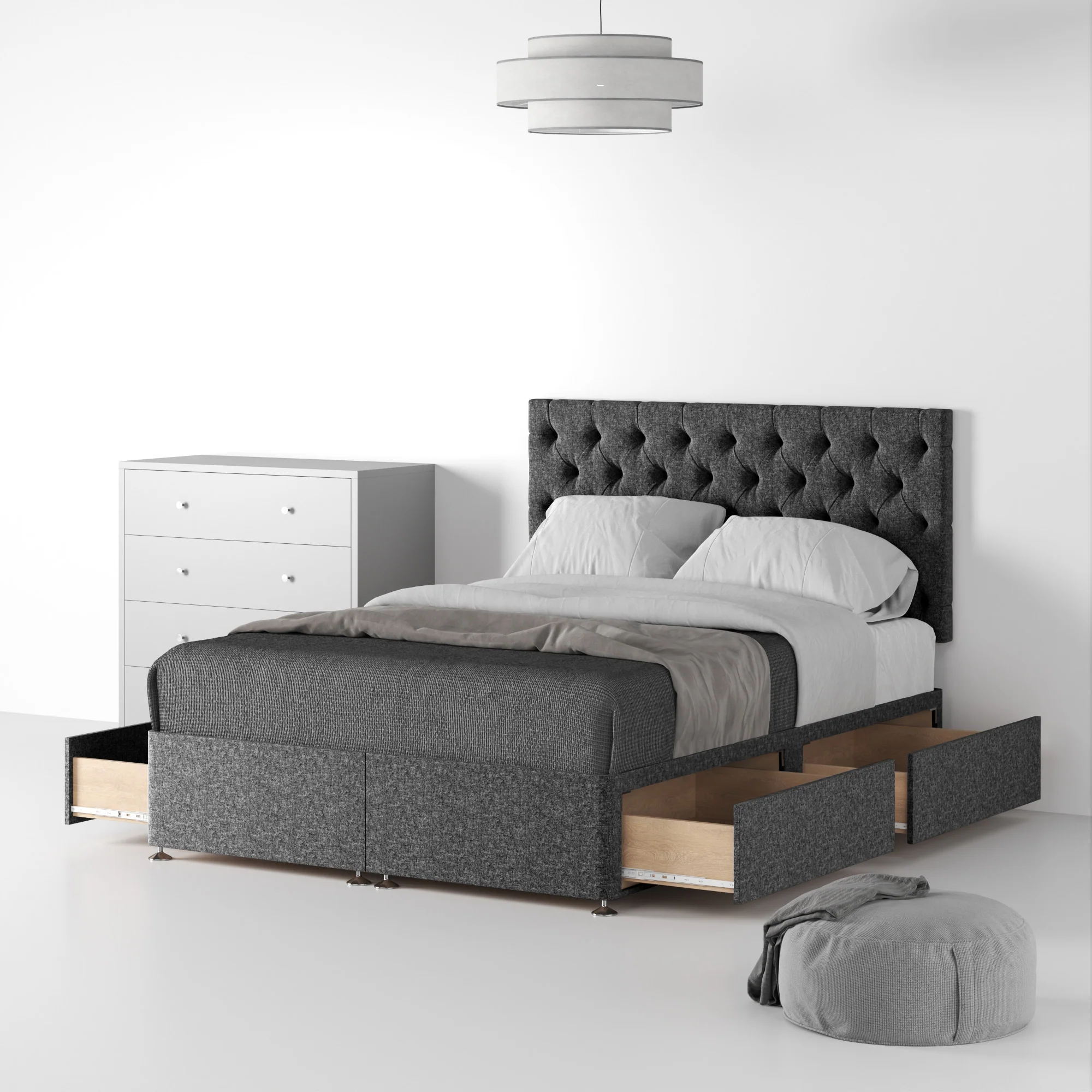 Farrow Diamond Linen Divan Bed and Headboard - Image 35