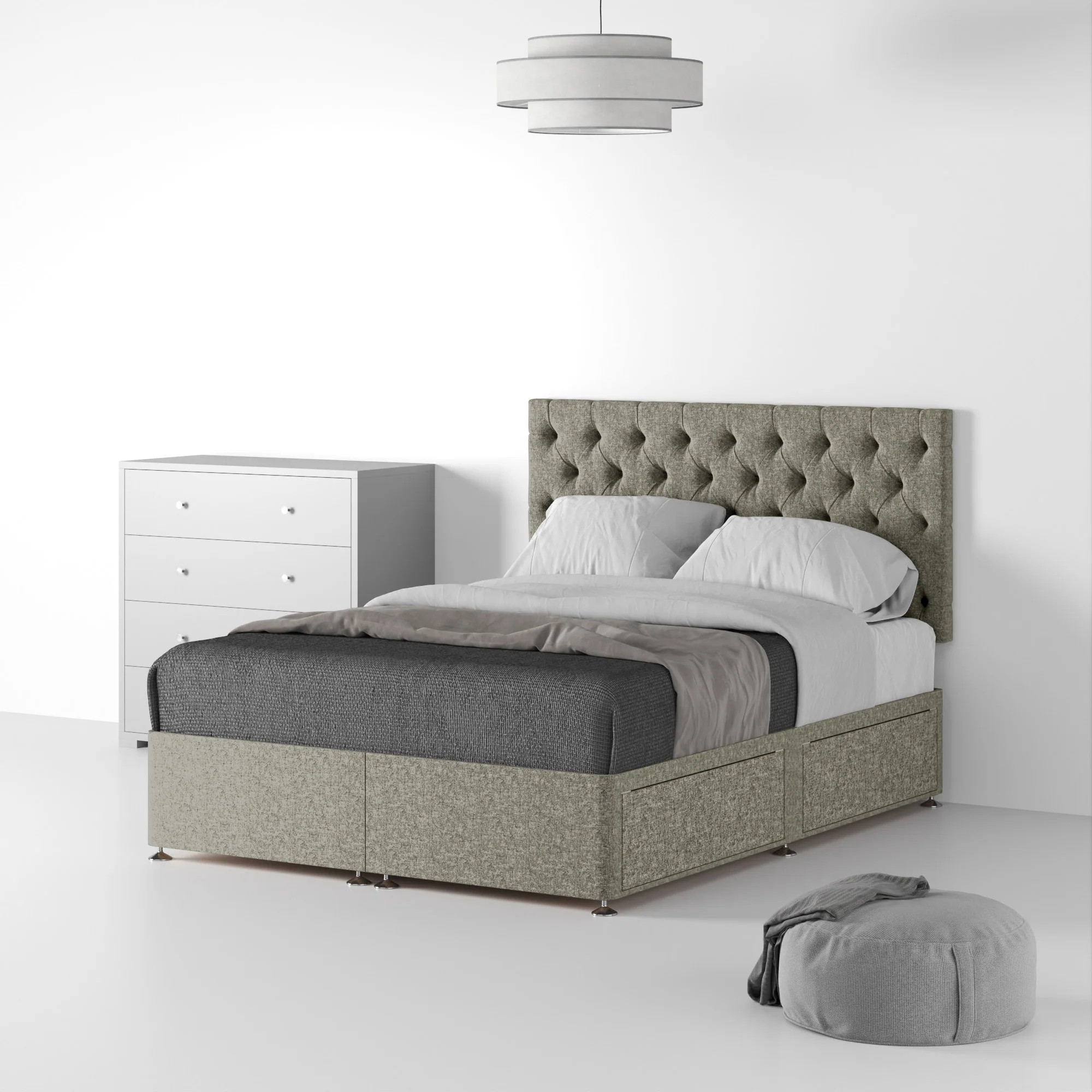Farrow Diamond Linen Divan Bed and Headboard - Image 36