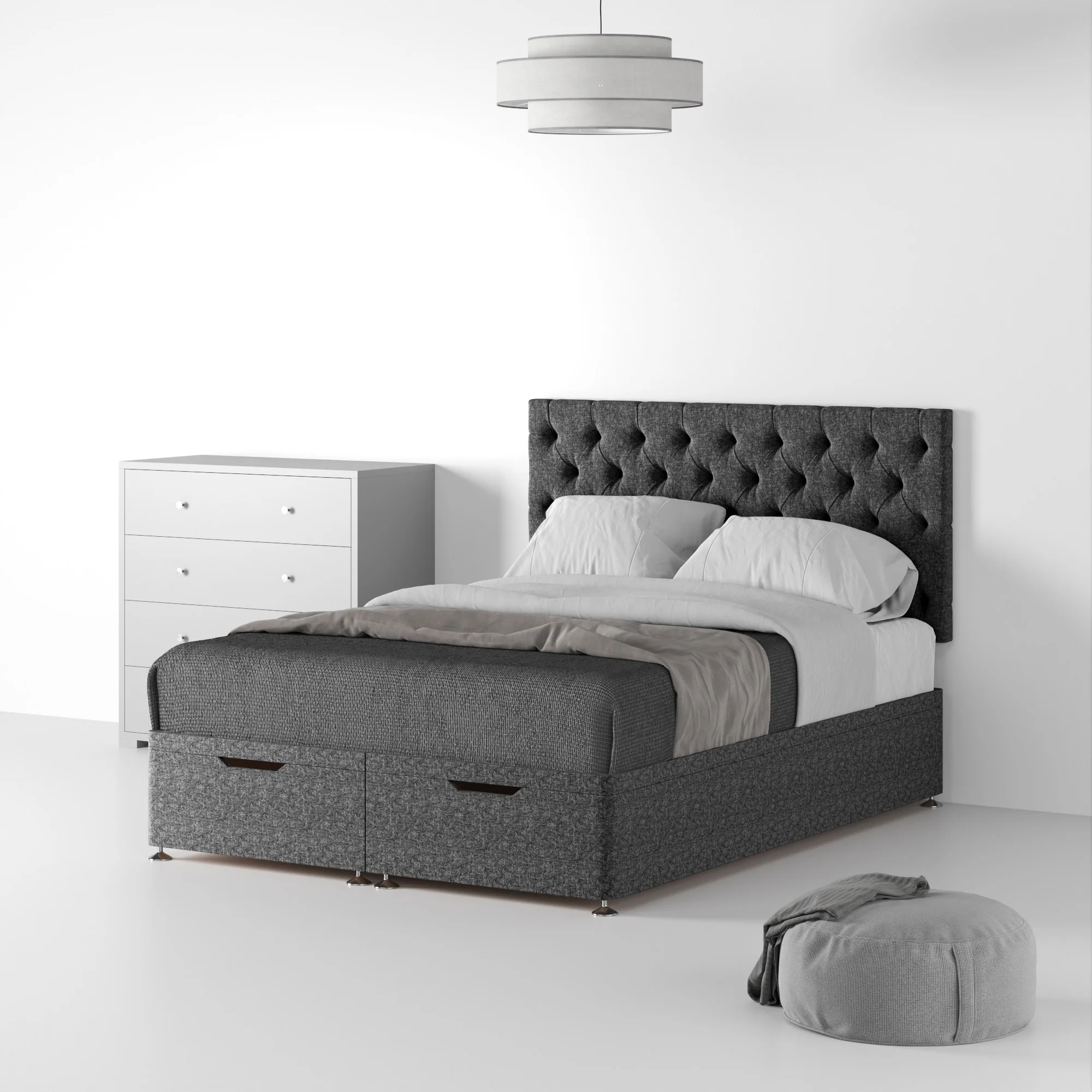 Farrow Diamond Linen Divan Bed and Headboard - Image 40