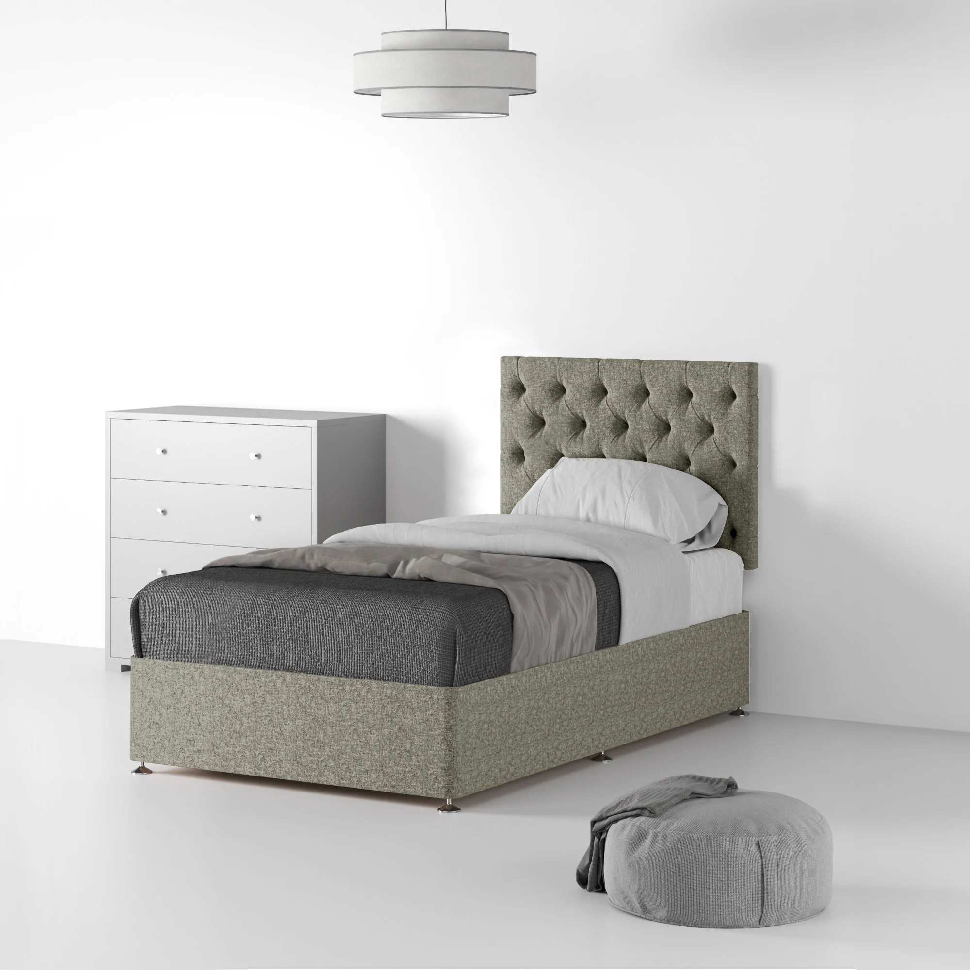Farrow Diamond Linen Divan Bed and Headboard - Image 5