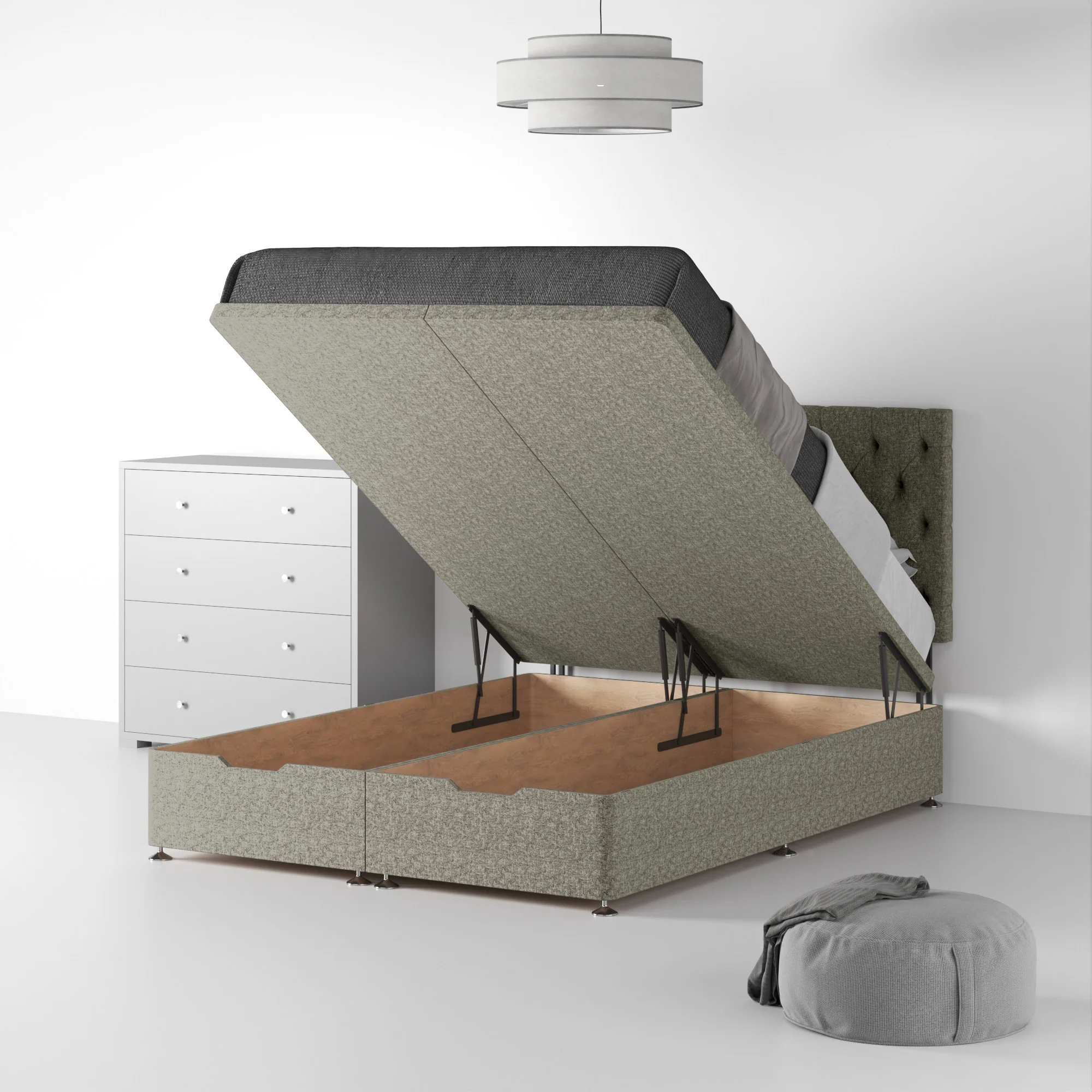 Farrow Diamond Linen Divan Bed and Headboard - Image 52