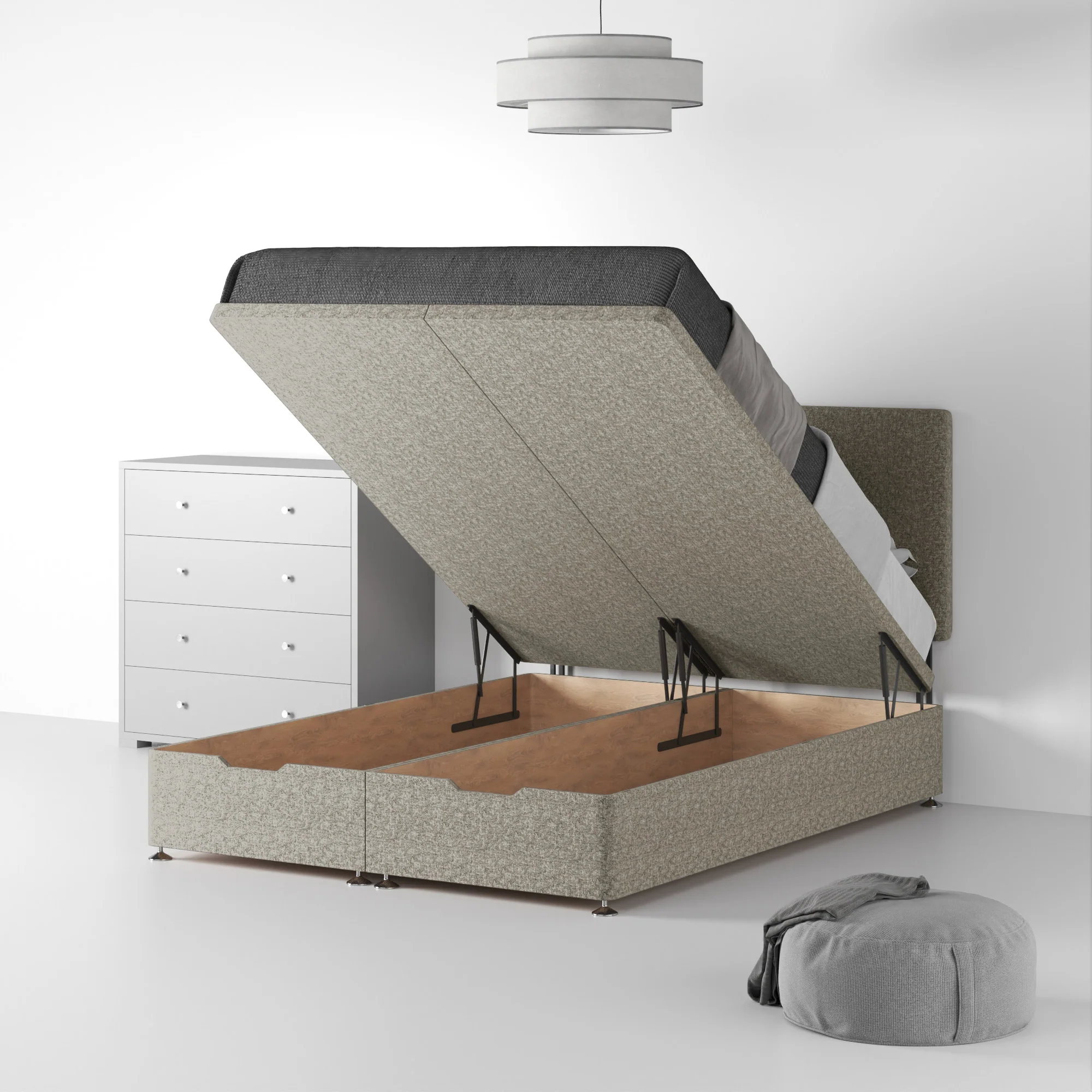 Farrow Standard Linen Ottoman Divan Bed and Headboard - Image 4