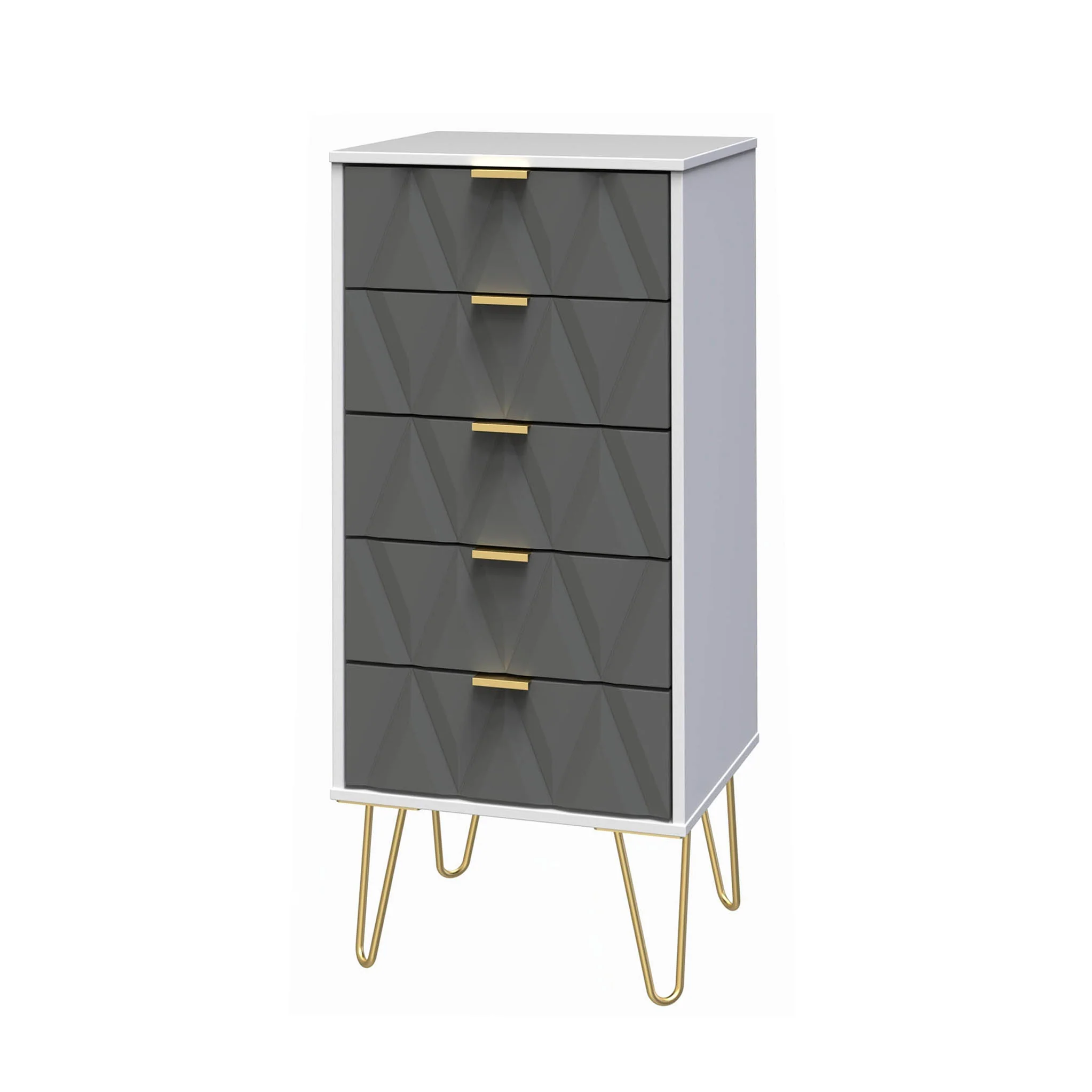 Geo 5 Drawer Tallboy with Gold Hairpin Legs - Image 2