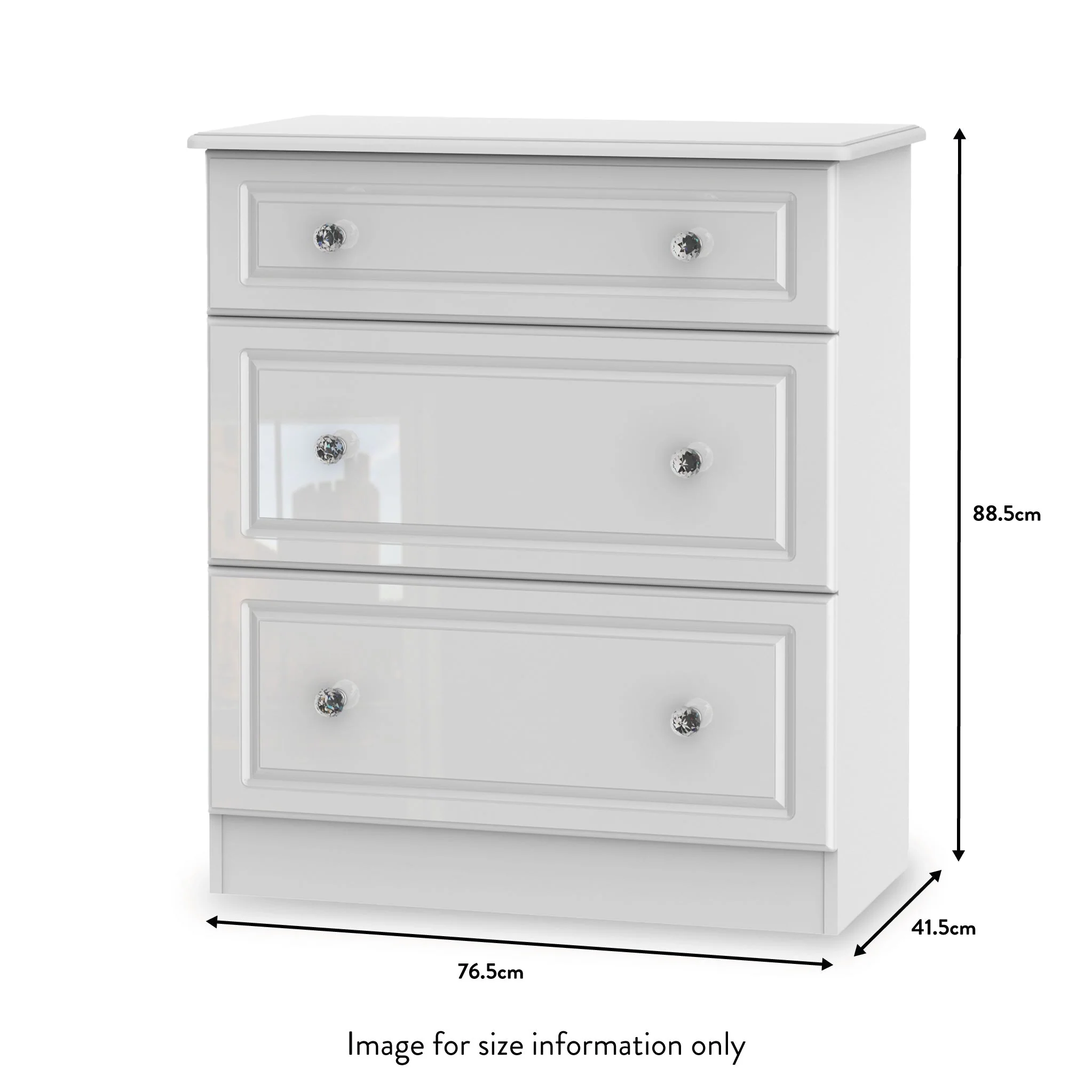 Kinsley White Gloss 3 Drawer Deep Chest - Image 9