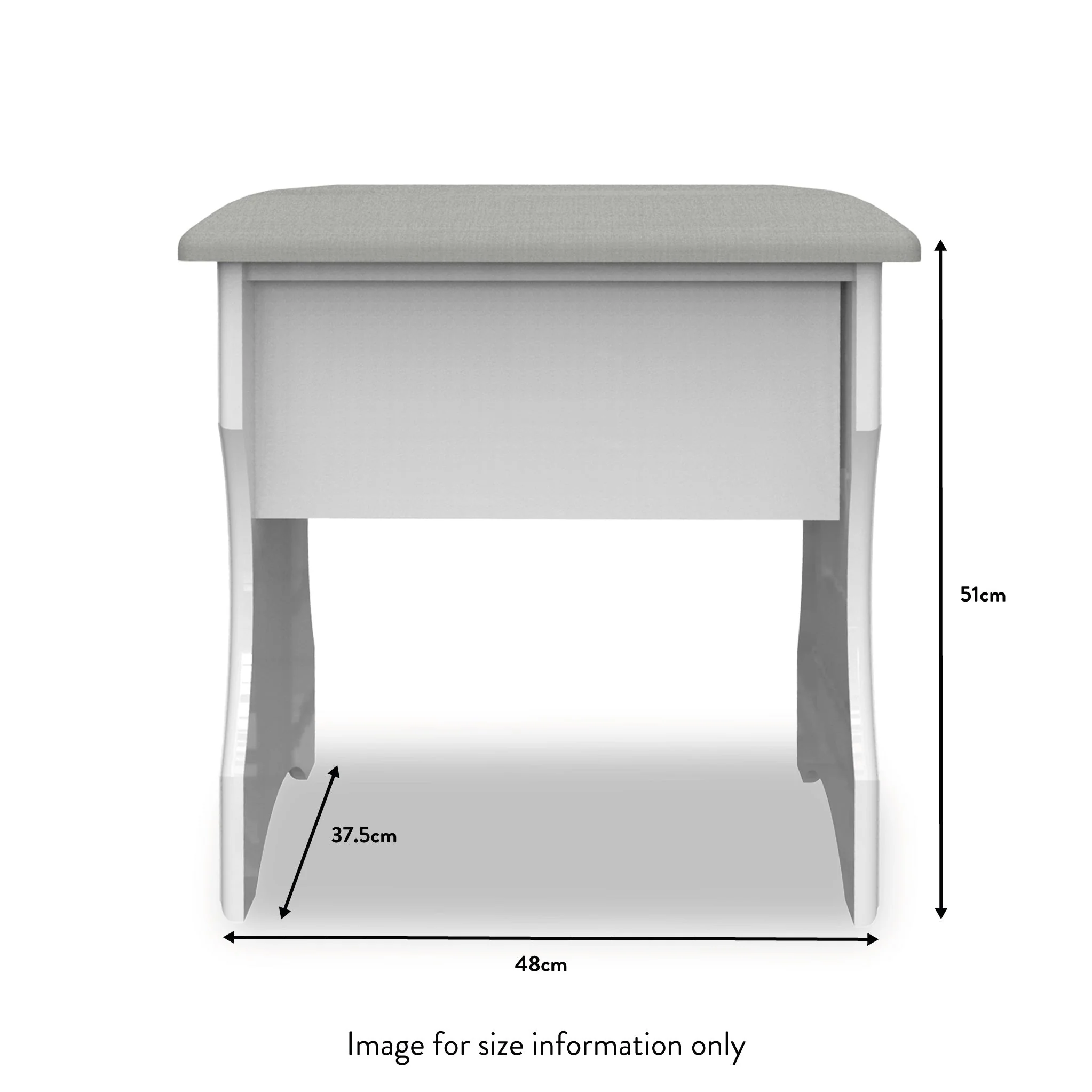Kinsley White Gloss Dressing Table with Stool - Image 11