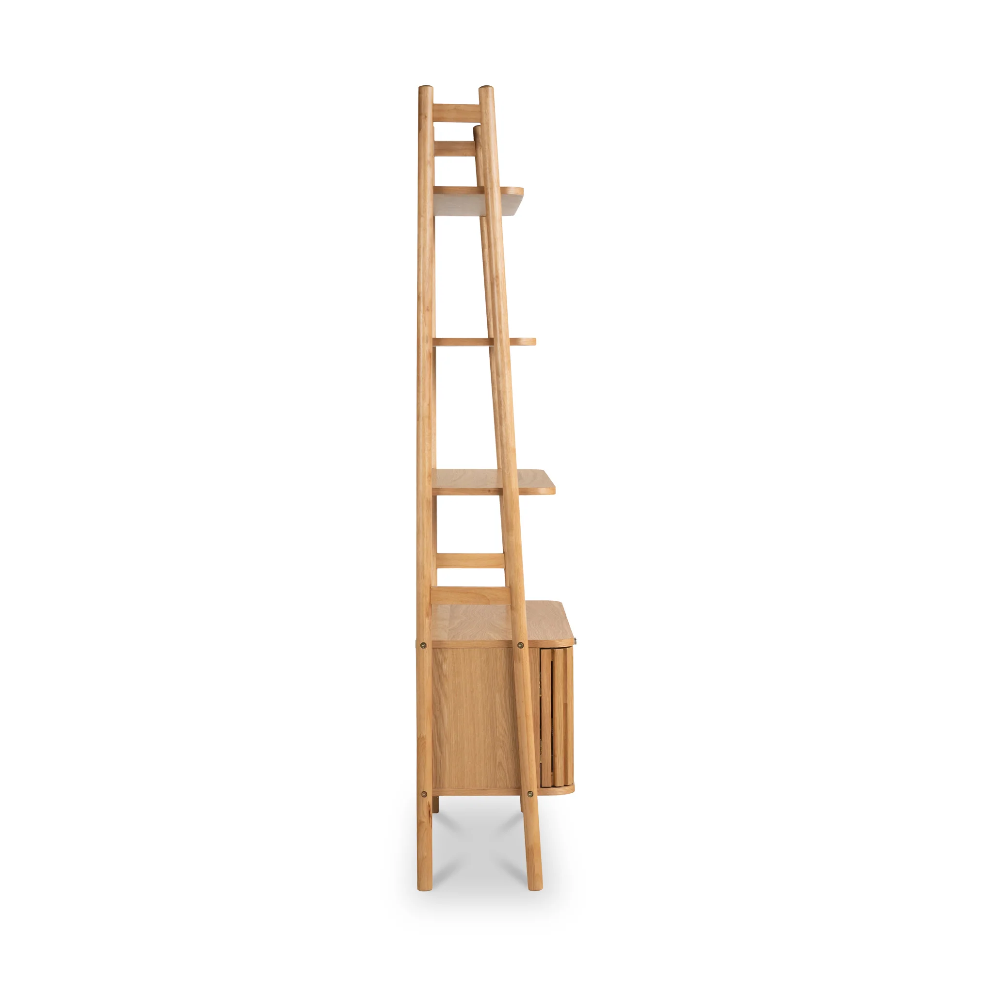 Shorwell Oak Large Bookcase with 2 Door Slatted Cupboard - Image 5