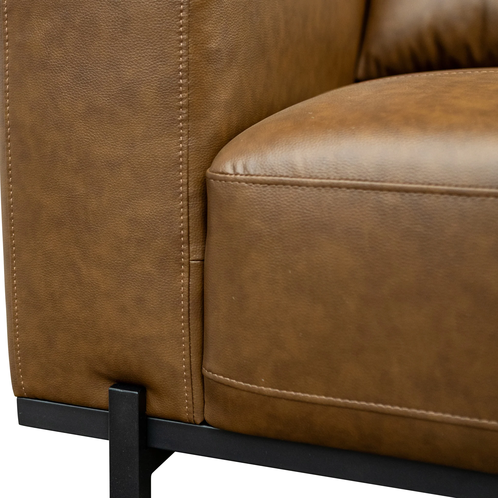 Umber Faux Leather 3 Seater Sofa - Image 5